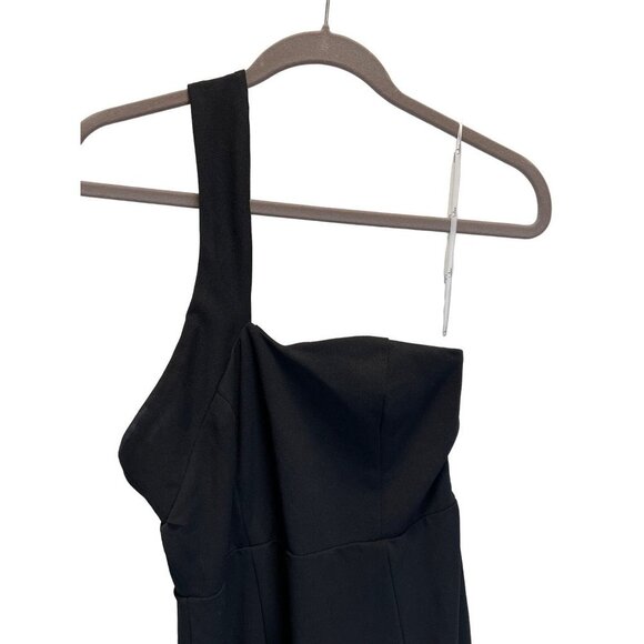 Lulus one shoulder Black Long Dress with front slit - Picture 3 of 9